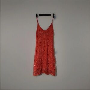 Elegant Backless Lace Dress in Rust
